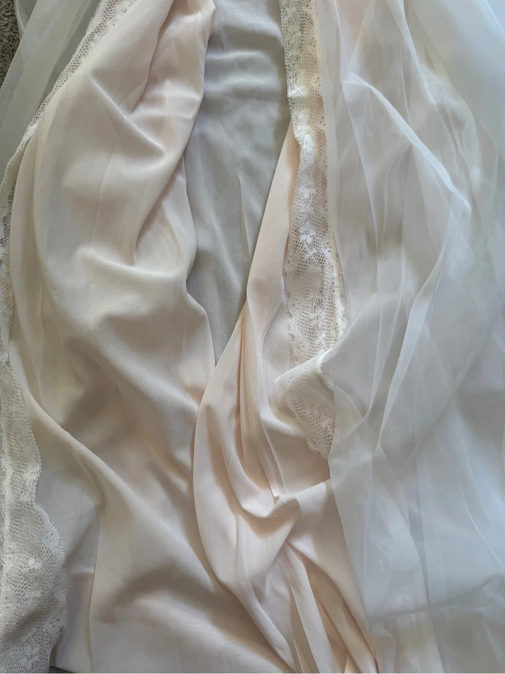 Vintage 70s Tempo Nylon Sheer Bed Coat Robe Pink Lace Trim Lingerie Small